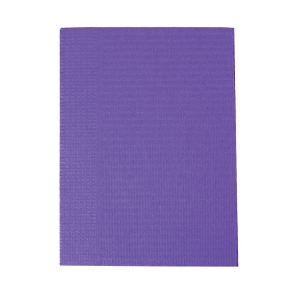 Maxill Vivid Bibs Reinforced Patient Bibs, 13" x 18", 2 Ply (1-Ply Paper/1-Ply Poly), Violet, 500/Box