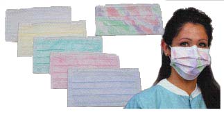 Maytex Comfort Ear-Loop Mask, Multi-Colored, Fluid Resistant, Pleated 3-Ply, Latex-Free, 50/Box