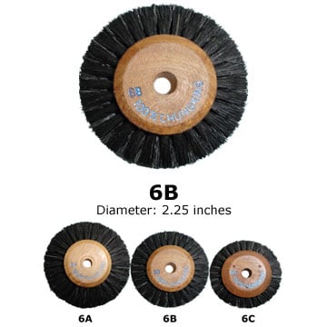 BesQual Brush Wheels 6B, 2.25" Diameter, 2-Row Converging, Wooden Center, 12/Pk