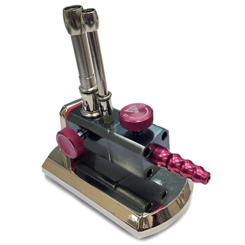 BesQual Bunsen Burner, Dual Tube, Propane/Gas Lab Burner with Individual Flame Control, 30° Rotation