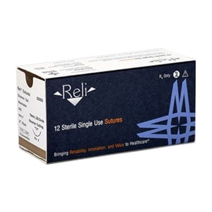 Reli 4/0 27" Chromic Gut Suture with C-31 Reverse-cutting 23mm Needle, 1/2 Circle, Box of 12