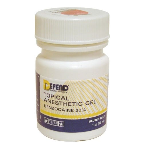 Defend Topical Anesthetic Gel, Strawberry Flavor, Benzocaine 20%, 1 oz Jar