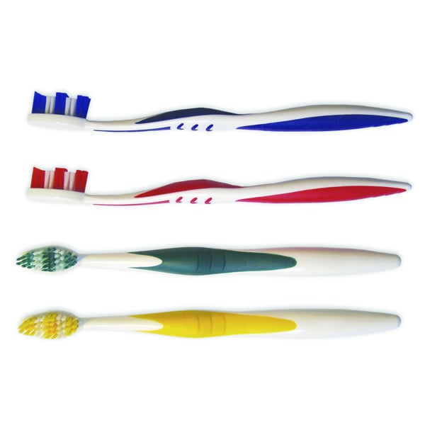 Oraline Adult Toothbrush, 38 Tuft, 2-Color Handle, 4 Assorted Grip Colors, 72/Case