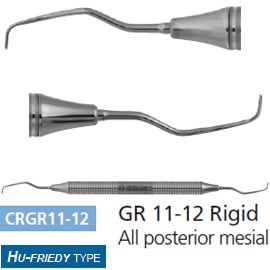 Osung GR 11-12 Gracey Curette, Rigid, Stainless Steel Handle, Posterior Mesial, American Type