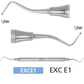 Osung E1 Double-Ended Dental Excavator, Spade Tip 1.2mm/1.2mm, Stainless Steel