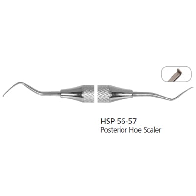 Osung HSP 56-57 Hoe Dental Scaler, Stainless Steel Handle, for Mesial and Distal Surfaces of Molars
