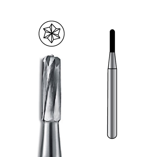 Pac-Dent FG #1556 SS (Short Shank) Straight Fissure Dome Crosscut Carbide Bur, Pack of 10