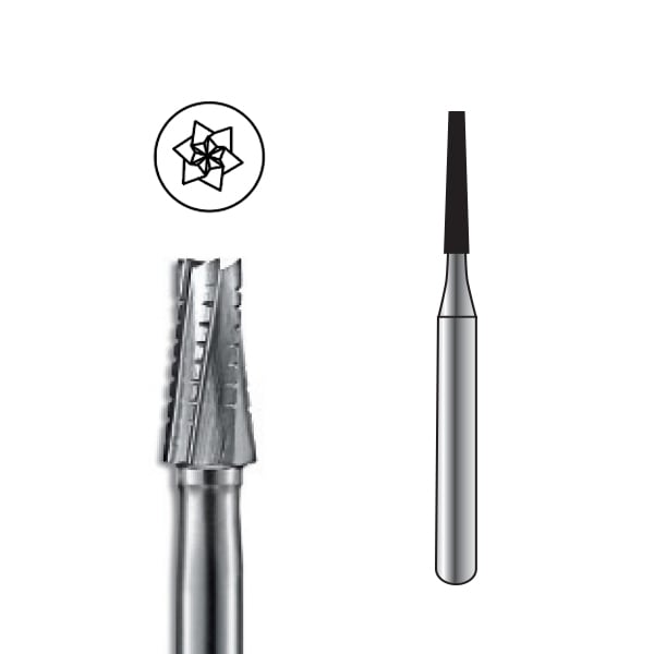 Pac-Dent HP #700L Taper Fissure Crosscut Carbide Bur, Clinic Pack of 100