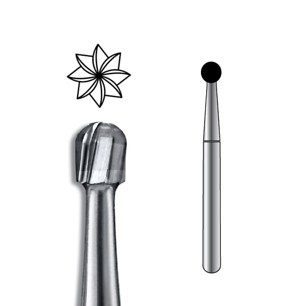 Pac-Dent HP #8 Round Carbide Bur, Clinic Pack of 100 Burs