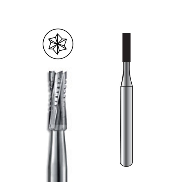 Pac-Dent FG #557 SS Straight Fissure Crosscut Carbide Bur, Short Shank, Package of 10