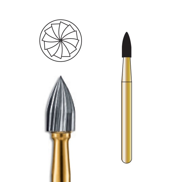 Pac-Dent FG #7104 12-Blade Flame Trimming and Finishing Carbide Bur, Clinic Pack of 100