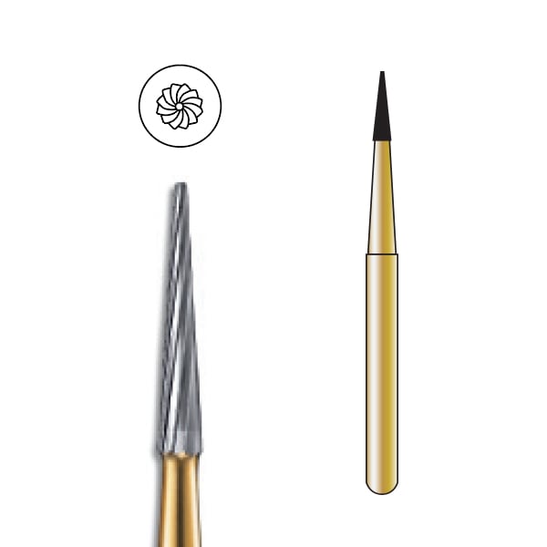 Pac-Dent FG #7114 12-Blade Taper Finishing Carbide Bur, Clinic Pack of 100