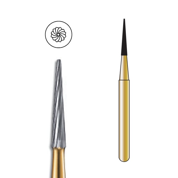 Pac-Dent FG #7214 12 Blade Taper Finishing Carbide Bur, Clinic Pack of 100, 7214
