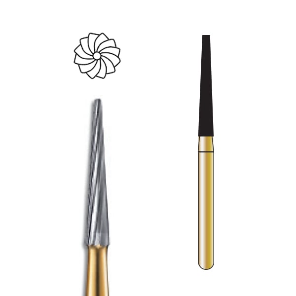 Pac-Dent FG #7283 12-Blade Taper Finishing Carbide Bur, Clinic Pack of 100