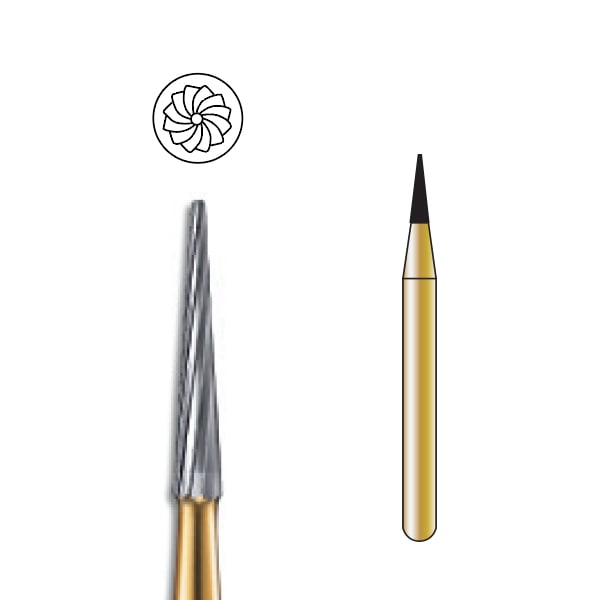 Pac-Dent FG #7611 12-Blade Taper Finishing Carbide Bur, Clinic Pack of 100