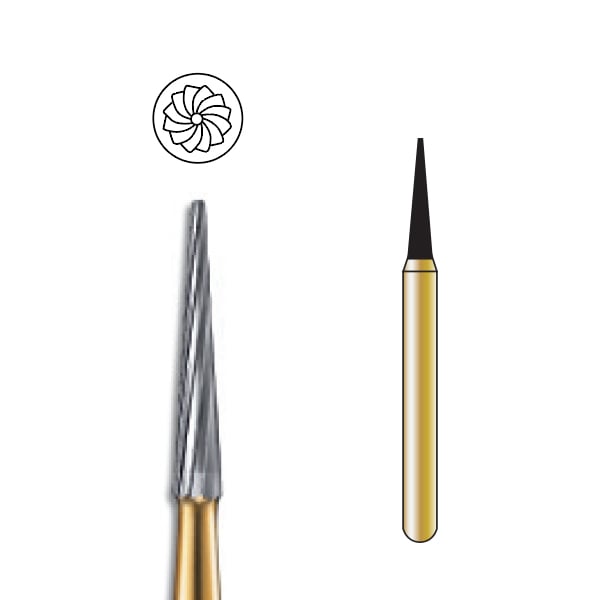 Pac-Dent FG #7613 12-Blade Taper Finishing Carbide Bur, Clinic Pack of 100