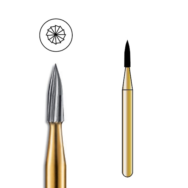 Pac-Dent FG #7901 12 Blade Needle Trimming and Finishing Carbide Bur, 100/Box