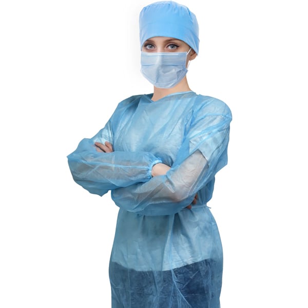 Pac-Dent Prophy Magic Blue Non-Woven Disposable Isolation Gowns with Elastic Cuff, 10/Pk