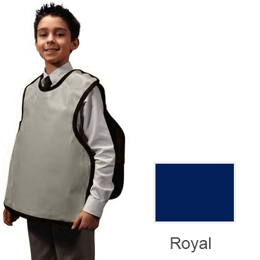 Palmero Child Pano Dual X-Ray Apron, Royal Blue Vinyl with Black Binding, 19 7/8" x 19 1/2", 0.3mm Lead-Lined