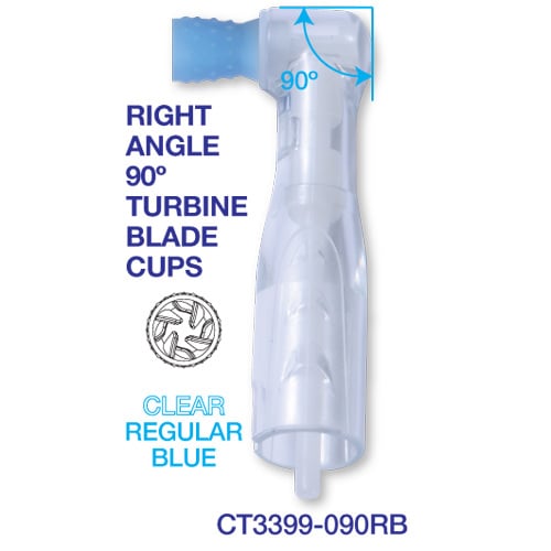 Premium Plus Clear Disposable Prophy Angle with Regular Turbine Cup, Blue, 500/Pk