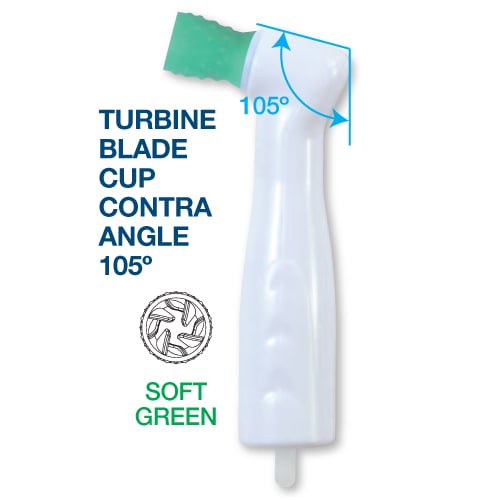 Premium Plus Disposable Prophy Angle with Soft Turbine Cup, Green, Latex-Free, 100/Pk