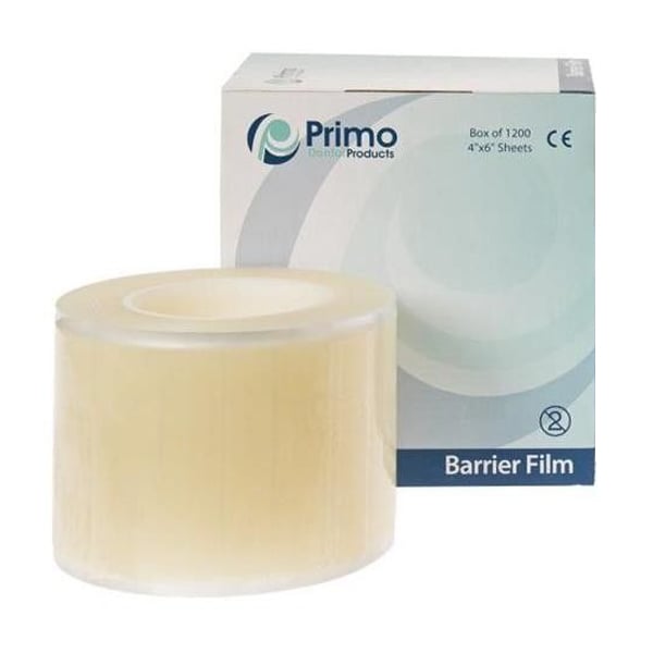 Primo Dental 4" x 6" Barrier Film, Clear, Non-Stick Edges, Roll of 1200 Sheets