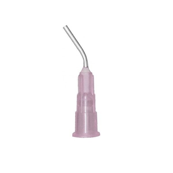 Primo Pre-Bent Dispensing Tips, Base/Liner, 18 Gauge, Pink, 100/Pk