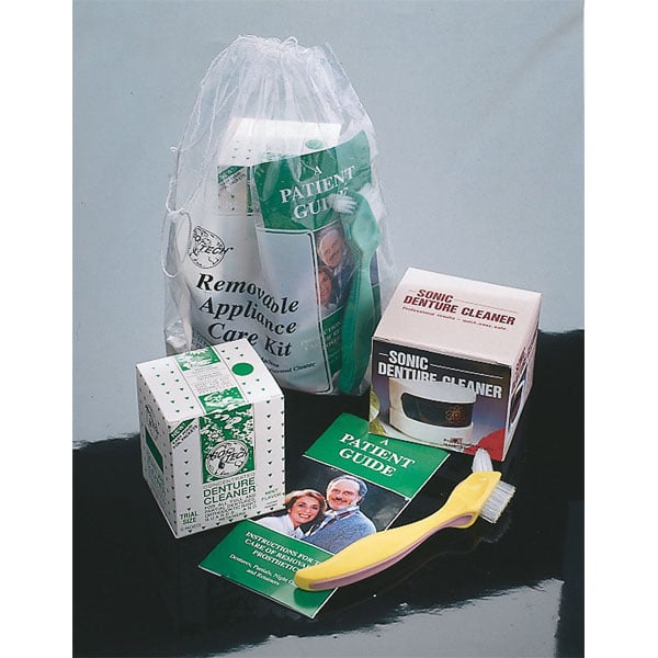 ProTech Removable Appliance Home Care Kit: Sonic Denture Bath, Cleaning Brush, Prosthetic Cleaner Trial Size, Patient Guide, Drawstring Bag