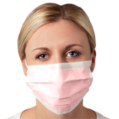 Quala Ear-Loop Masks, Pink, Latex-Free, 50/Box