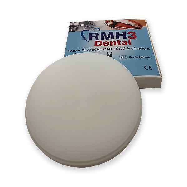 RMH3 Dental CAD/CAM Wax Blank, Polywax White, 18mm Thickness x 98mm Diameter