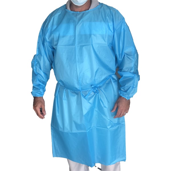 Signature Blue 100% Polyester Level 2 Isolation Tieback Gown, Reusable, 1-Pack