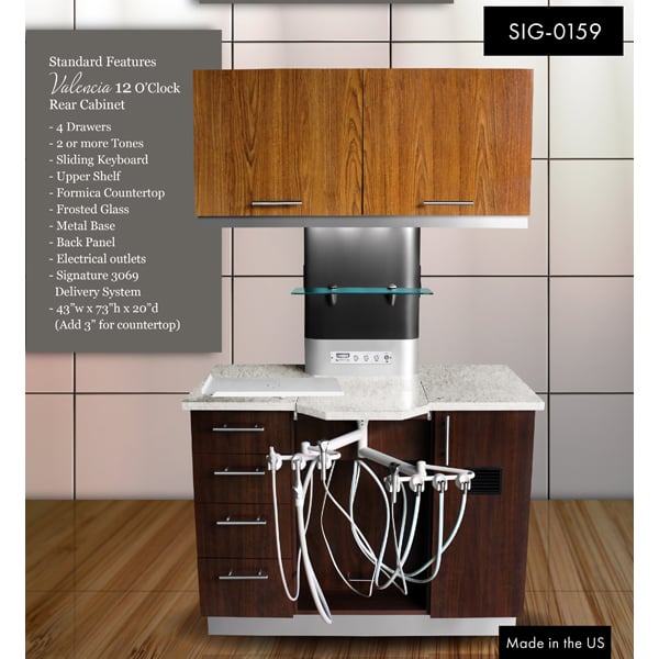 Valencia 12 O'Clock Rear Cabinet Delivery System with Frosted Glass and Solid Surface, Signature Series