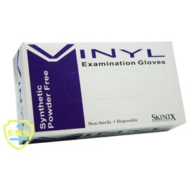 SkinTx Vinyl Exam Gloves, Small, Powder-Free, Non-Sterile, Smooth, Beaded Cuff, Latex-Free, 100/Box
