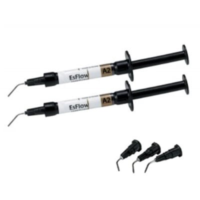 Spident EsFlow A2 Flowable Light-Cured Resin Composite Syringes, Radiopaque, 2 x 2 g Syringes with Tips