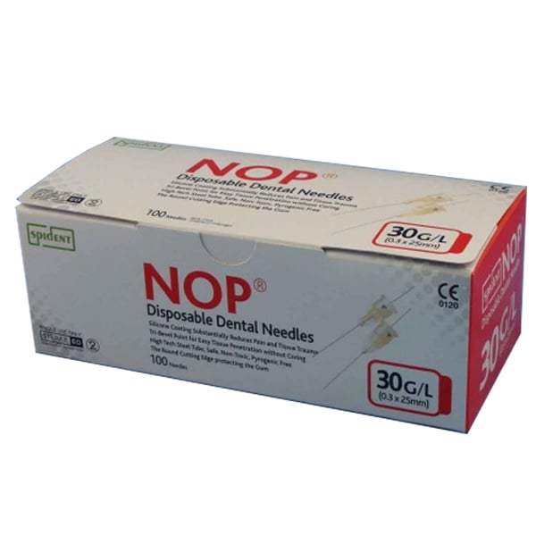 Spident 30 Gauge Long Disposable Dental Needles, 0.3 x 25 mm, Box of 100