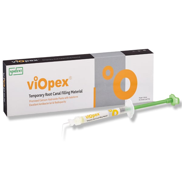 Spident Viopex Root Canal Temporary Filling Material, Calcium Hydroxide with Iodoform, Premixed Paste, 2.2g Syringe, Kit (20 Mixing Tips, 1 Holder, 2 Endo Stops)