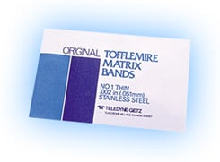 Temrex Tofflemire Type #1 Adult Universal .002 Gauge Stainless Steel Matrix Bands, 144/Bx