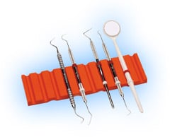 Zirc Coral Instrument Mat, 6-3/4" x 2" x 3/8", Non-Slip Soft Material, Holds 10 Hand or 4 Surgical Instruments