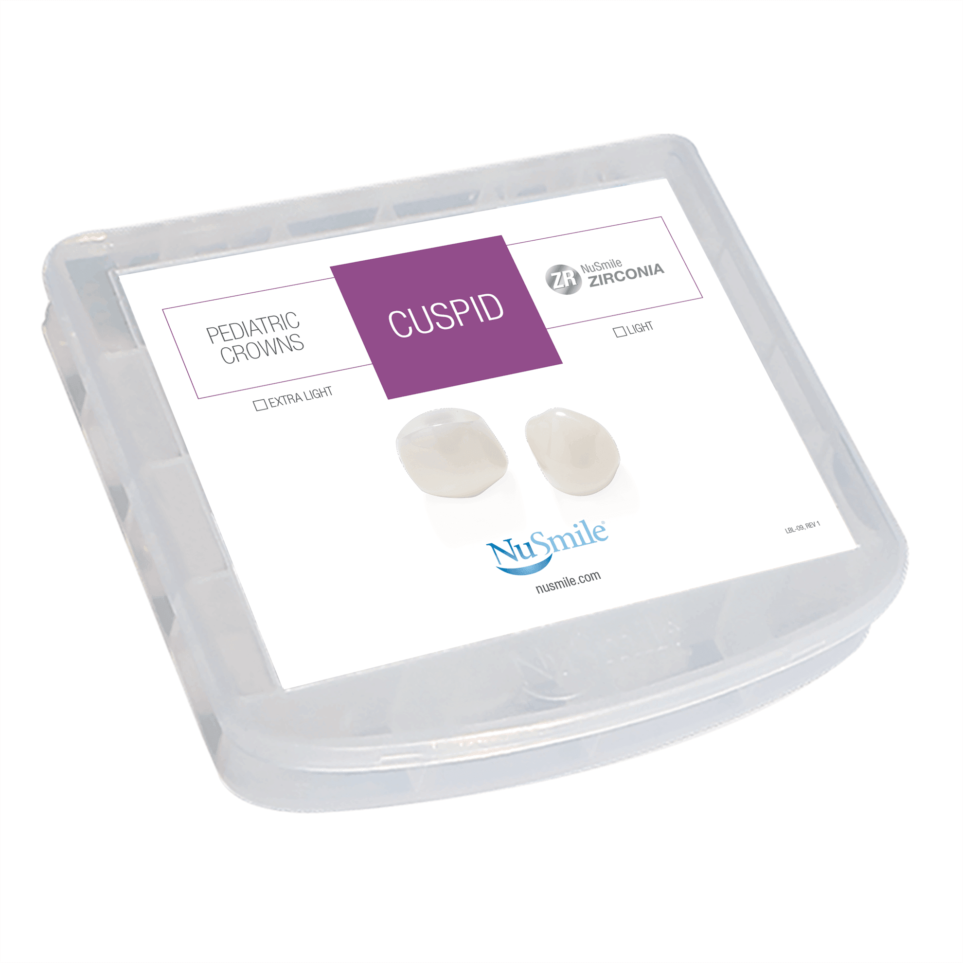 NuSmile ZR Cuspid Pediatric Crown Storage Box