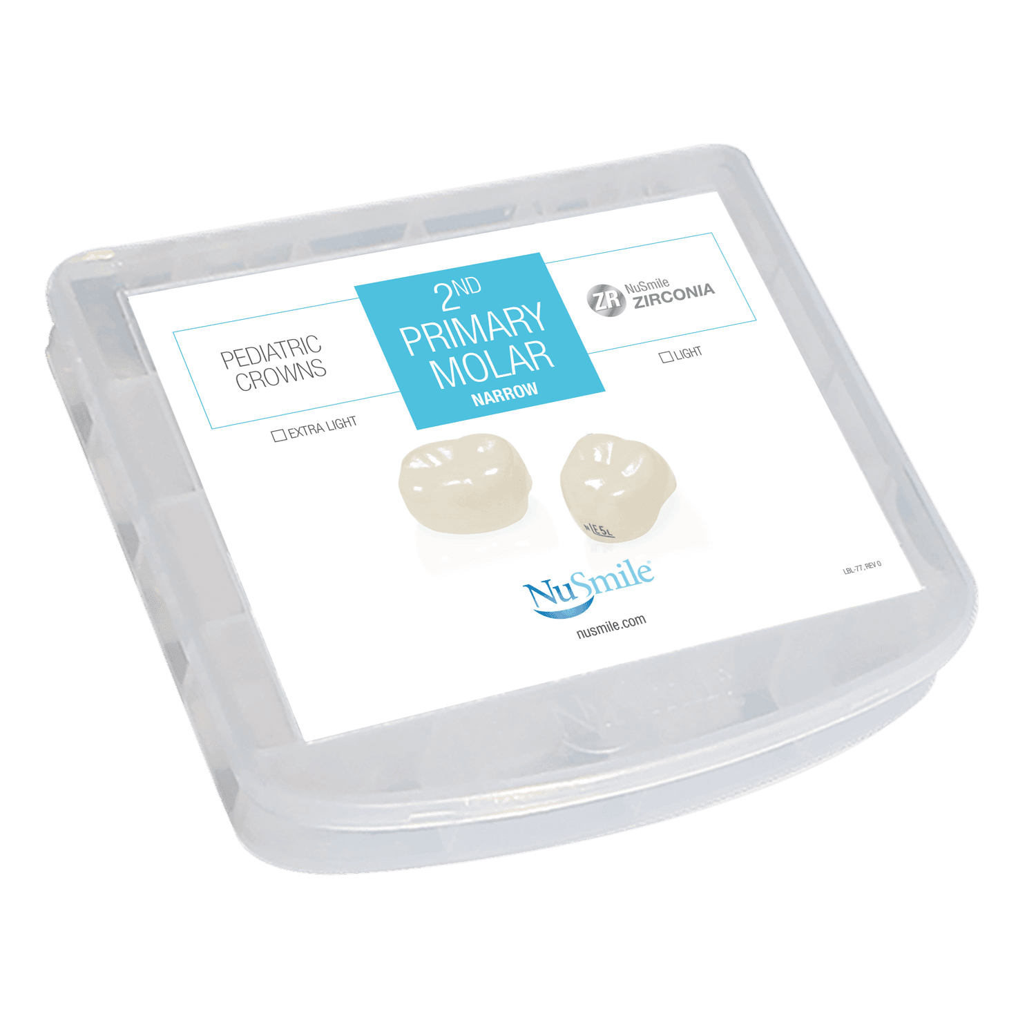 NuSmile ZR Narrow 2nd Primary Molar Crown Storage Box