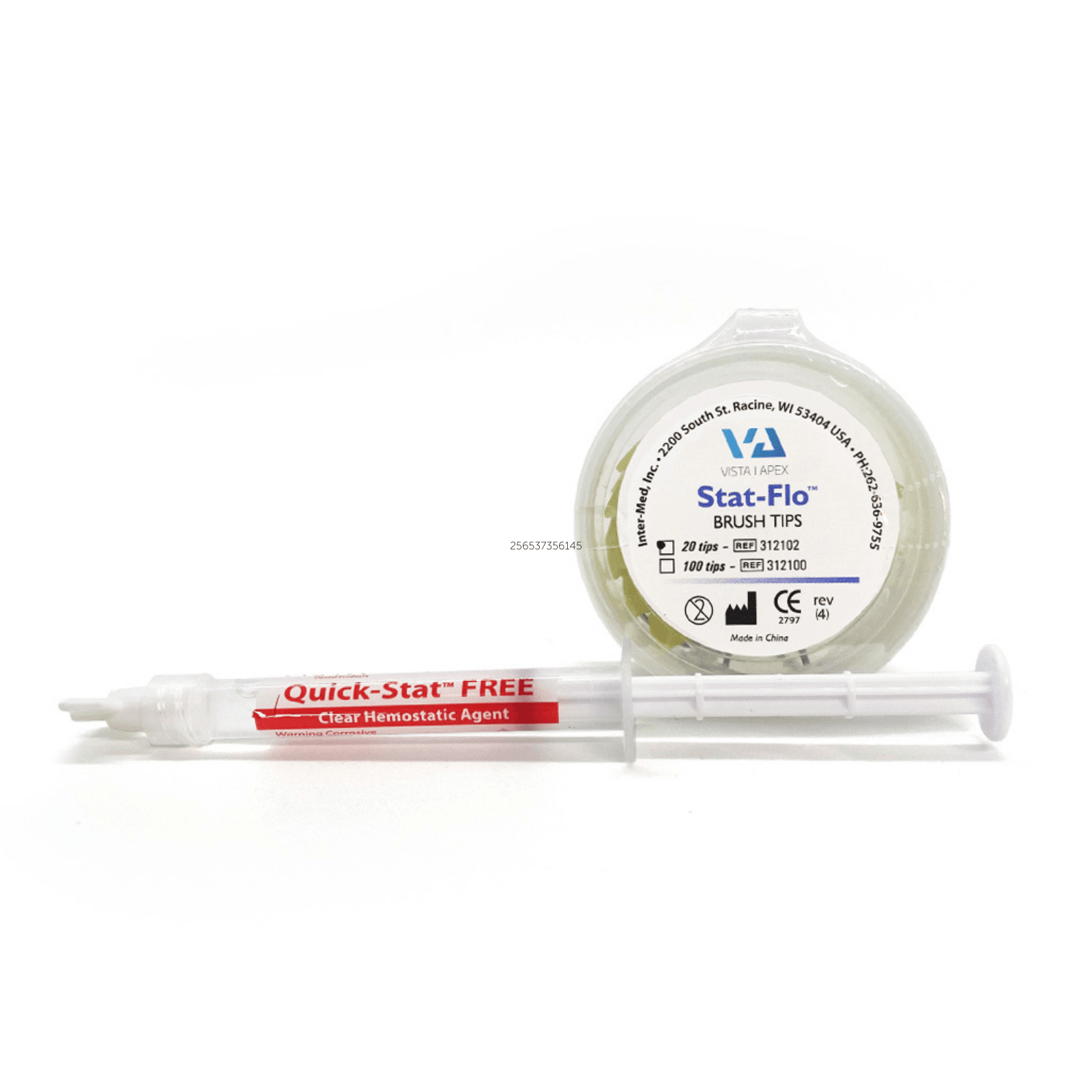 Quick-Stat FREE Hemostatic Gel, 25% Aluminum Chloride, Clear, 1.2 mL Prefilled Syringe Standard Kit (4 Syringes + 8 Stat-Flo Tips), 504600