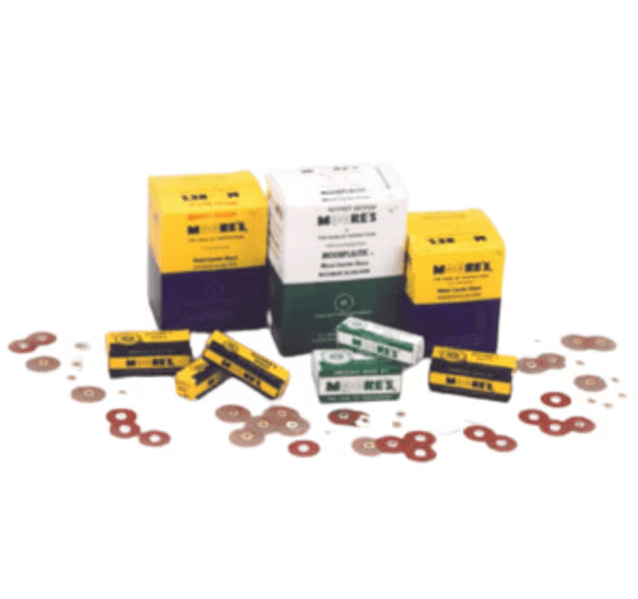 E.C. Moore Plastic Discs, Brass Center, Garnet Fine, 5/8" Diameter, 200/Pk