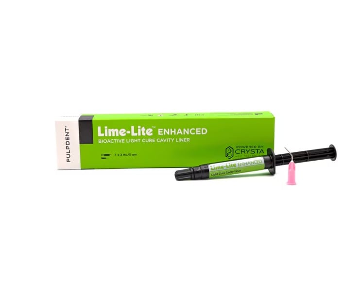 Pulpdent Lime-Lite Enhanced Light Cure Cavity Liner Refill Syringe, 3 mL (5 g), with 20 Applicator Tips, LLE3