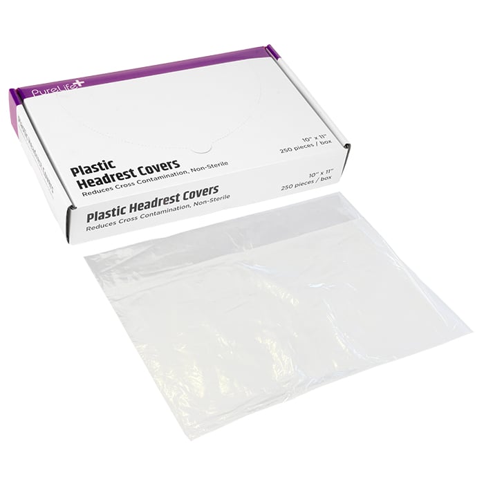 PureLife+ Plastic Headrest Covers, 10" x 11", Clear, 250/Box, 01KEZKNNT992RGBAXXCW74DYVS
