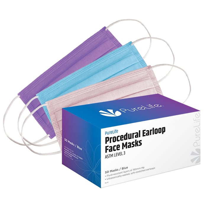 PureLife ASTM Level 3 Earloop Face Masks, Pink, 50/Box