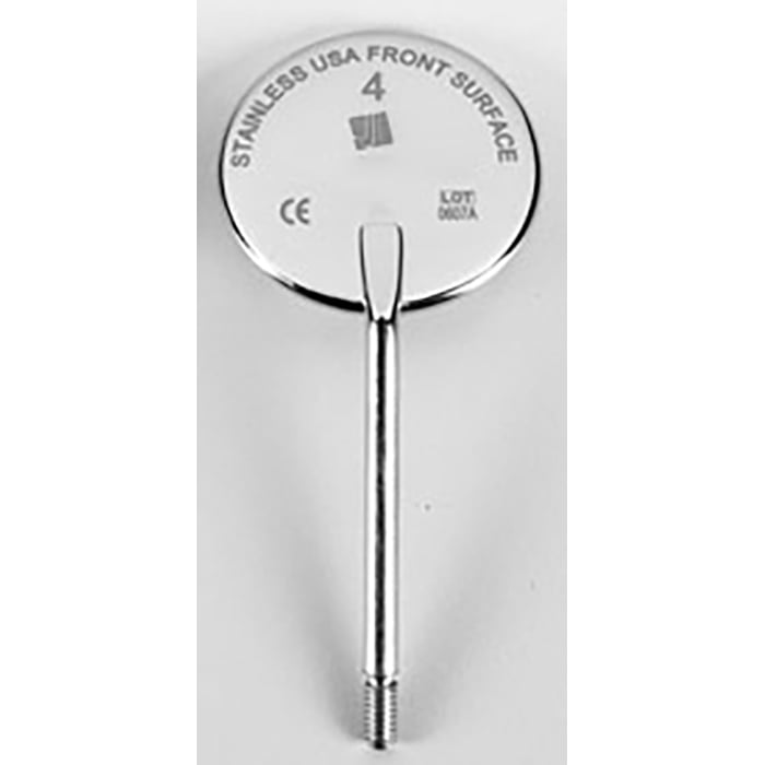 PureLife Mirrors - #4 Cone Socket, Rhodium Coated Front Surface Mouth Mirror, Stainless Steel, 12/Box