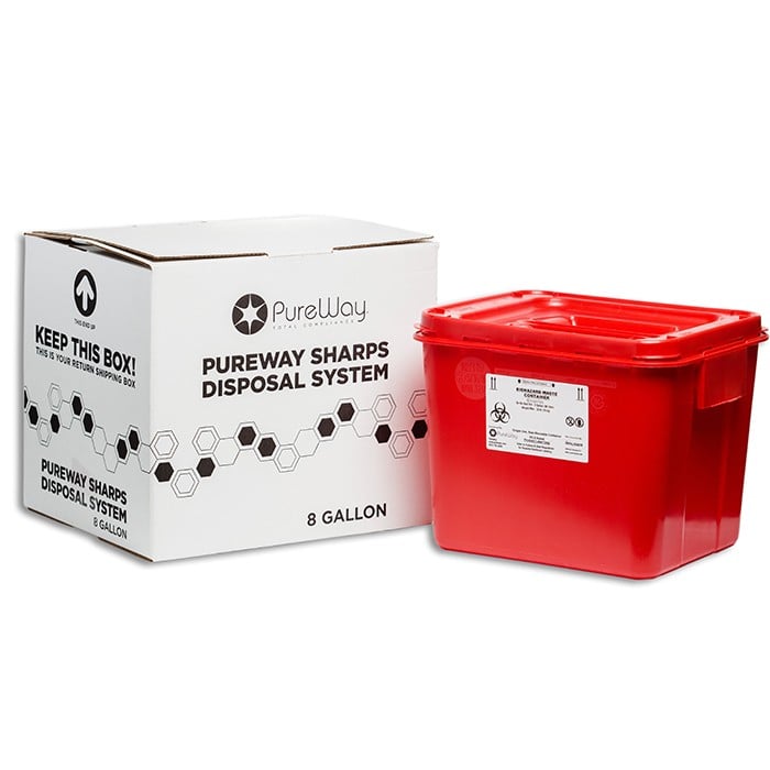 PureWay Sharps Collection System, 18 Gallon, Mail Back Kit with Prepaid Return Shipping, 40018