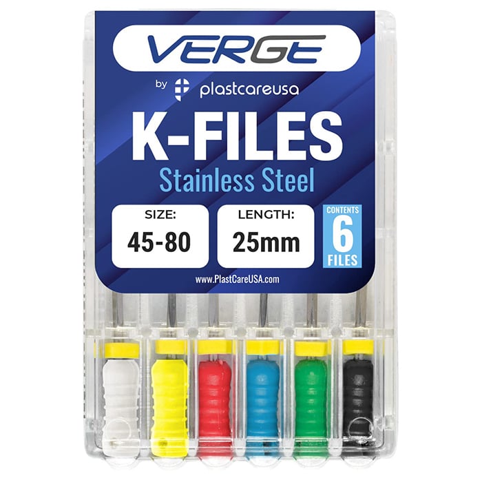 House Brand K-Files, 21mm, Size #35, Stainless Steel Endodontic Files, 6/Box