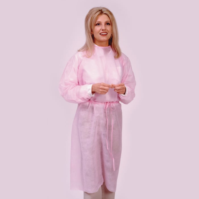 Maytex Corp Isolation Gown, One Size, Pink, Knit Cuff, 50/Case