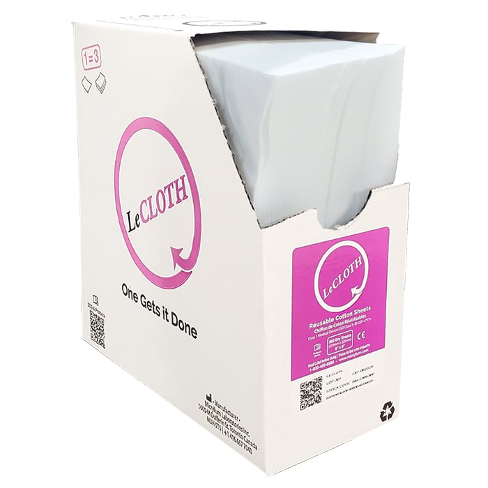 LeCloth Dry Wipes, 9" x 9", Eco-Pack, 300/Bx